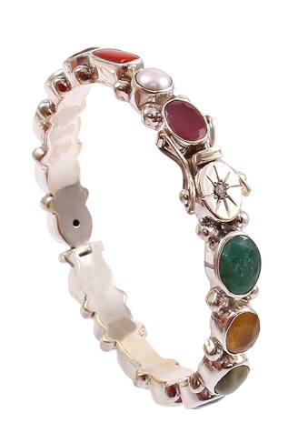 Noor Silver Studded Bangle (Single Pc)