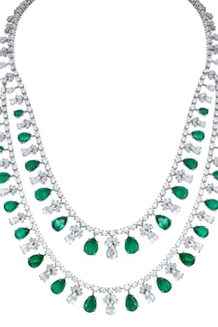 Diosa Jewels Layered Crystal Drop Necklace