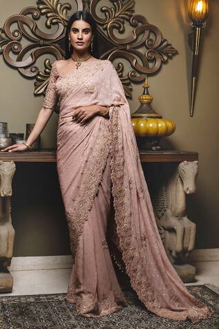 Nitika Gujral Embroidered Cutwork Saree with Blouse