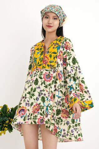 Nika by Nikasha Floral Painted Cotton Tunic