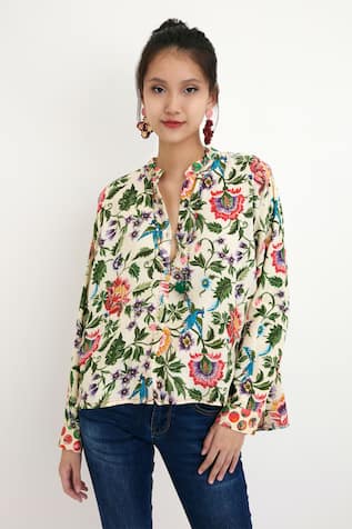 Nika by Nikasha Cotton Floral Print Shirt