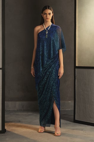 Namrata Joshipura One-Shoulder Shimmer Dress