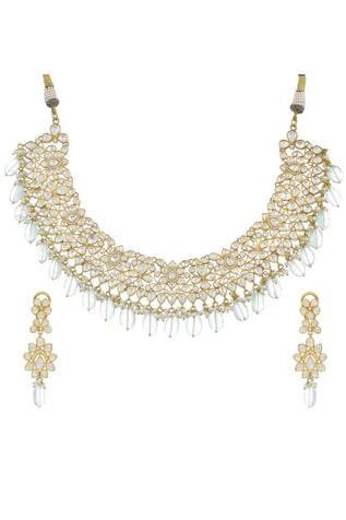 Zeeya Luxury Jewellery Floral Motif Necklace Set