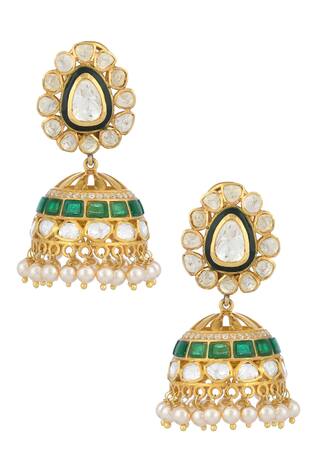 Zeeya Luxury Jewellery Kundan Studded Jhumkas