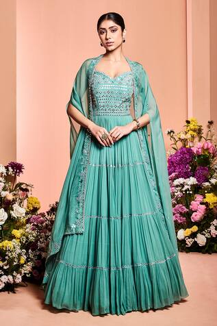 Niamh By Kriti Embroidered Anarkali With Cape
