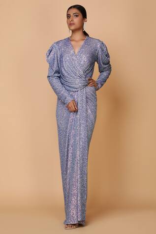 Neeta Lulla Sequin Embellished Saree Gown