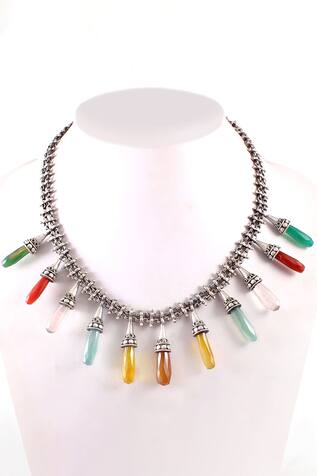 Noor Oxidized Gemstone Embellished Necklace