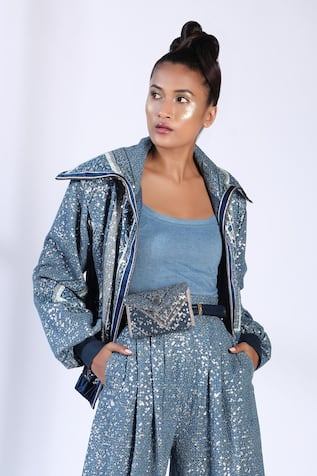 green sequin bomber jacket