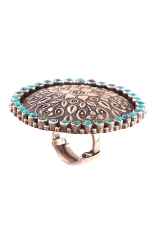 Noor Handcrafted Oxidized Floral Ring
