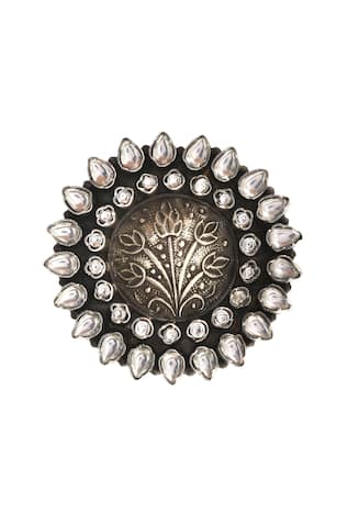Noor Oxidized Floral Ring