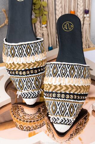NR by Nidhi Rathi Hand Embroidered Mules
