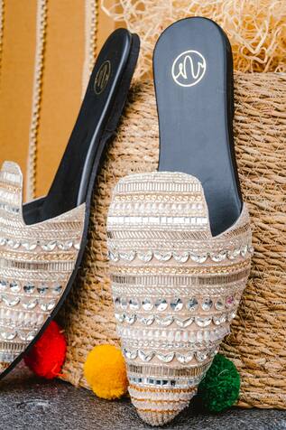 NR by Nidhi Rathi Hand Embroidered Mules