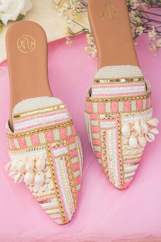 NR by Nidhi Rathi Hand Embroidered Mules