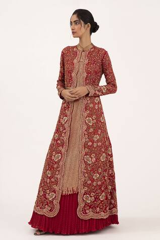 Nakul Sen Chiffon Embroidered Jacket Lehenga Set
