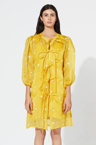 Meadow Silk Organza Tie Up Dress