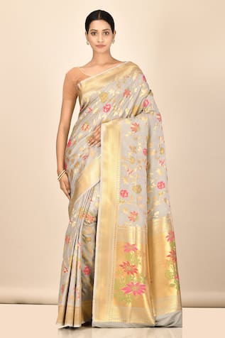 Nazaakat by Samara Singh Banarasi Silk Minedar Saree with Running Blouse Fabric