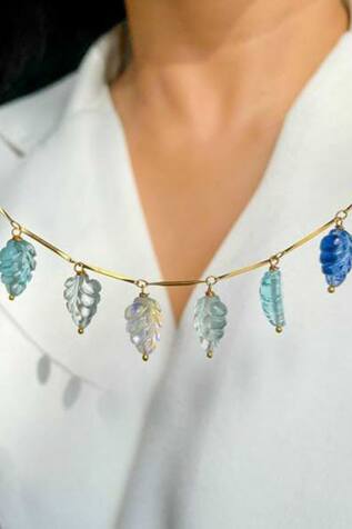 Osvag India Sapphire Leaf Embellished Necklace
