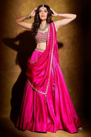 Punit Balana Embroidered Bralette With Lehenga Set