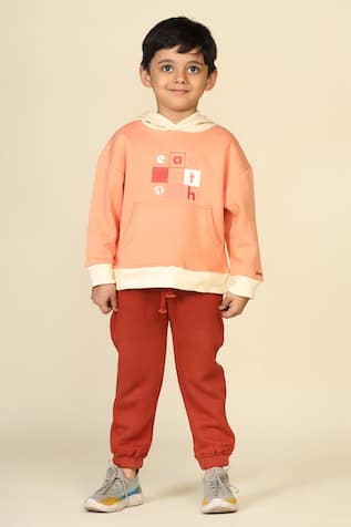 Miko Lolo Color Blocked Printed Hoodie And Joggers Set