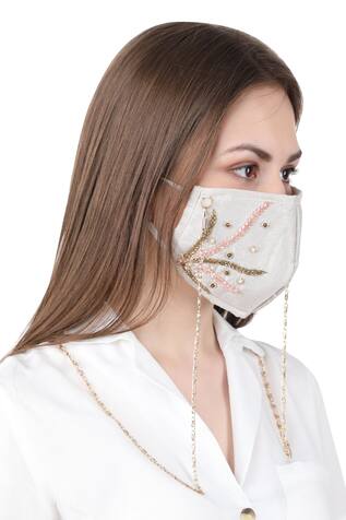 Embroidered Face Mask With Chain ( Single Pc )
