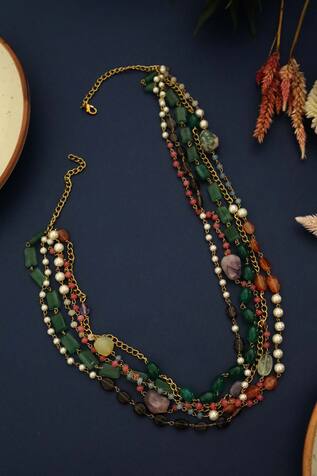 Phiroza Multi Layered Stone Necklace