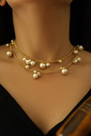 Phiroza Beaded Multi Chain Necklace