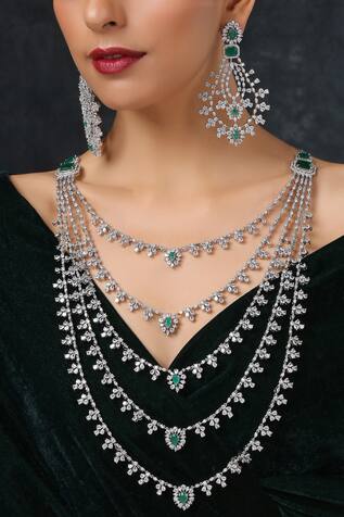 Phiroza Diamond Layered Necklace Set