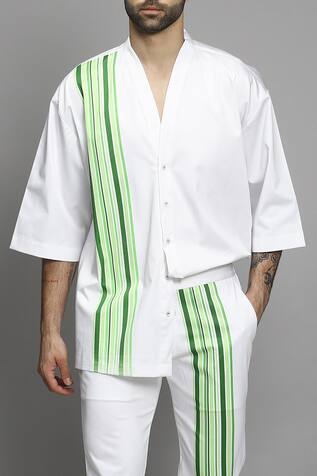 Paresh Lamba Cotton Striped Shirt & Pant Set
