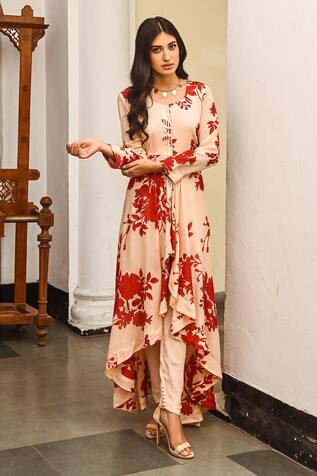 Palak & Mehak Printed High Low Anarkali & Pant Set