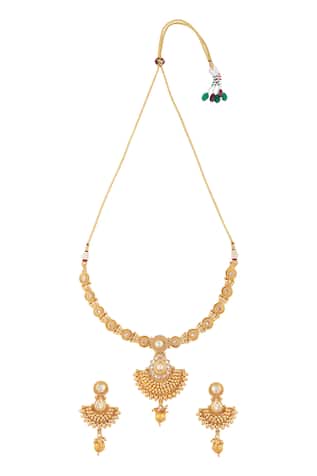 Khwaab by Sanjana Lakhani- Accessories Carved Necklace Set