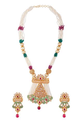 Khwaab by Sanjana Lakhani- Accessories Polki Pendant Necklace Set