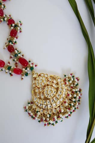 Paisley Pop Kundan Pendant Beaded Necklace
