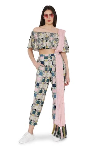 PS Pret by Payal Singhal Printed Pant Set With Silk Dupatta