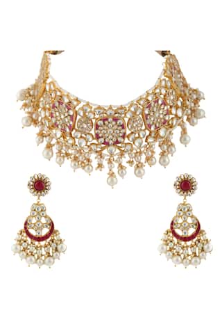 Riana Jewellery Bead Drop Choker Set
