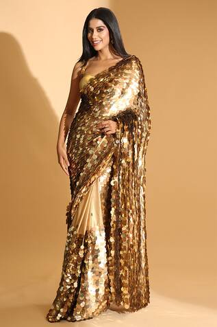 Nirmooha Sequin Embroidered Saree With Blouse