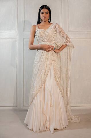 Ritika Mirchandani Embroidered Pre-Draped Lehenga Saree With Blouse