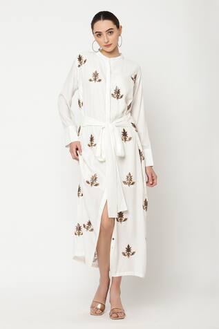 Musal Riesling Embroidered Midi Dress