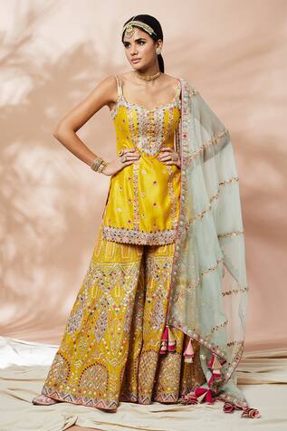 Tamanna Punjabi Kapoor Chanderi Embroidered Kurta Gharara Set