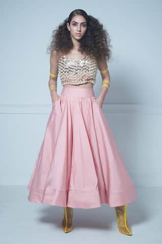Rishi & Vibhuti Embellished Crop Top & Skirt Set