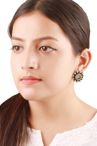 Sangeeta Boochra Floral Carved Stud Earrings