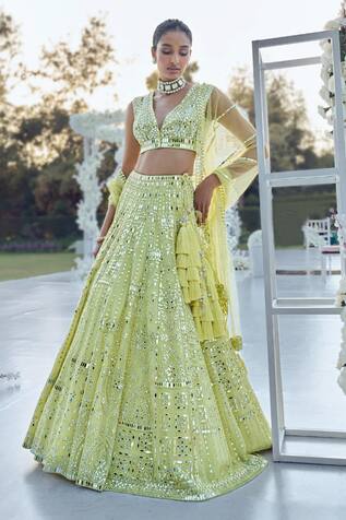 Seema Gujral Mirror Embroidered Lehenga Set