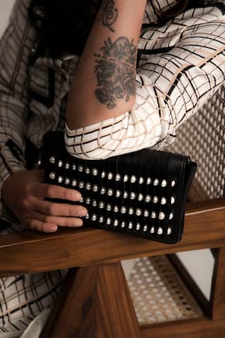 Devina Juneja - Accessories Beaded Clutch with Sling Strap
