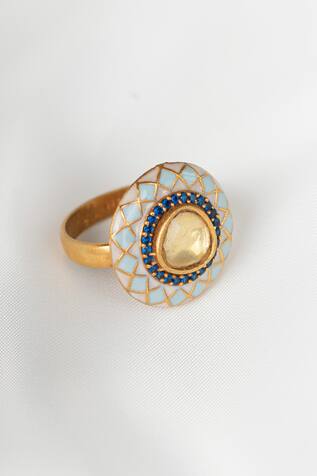 Osvag India Geometric Stone Embellished Ring