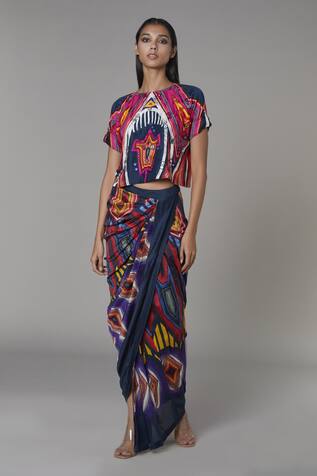 Saaksha & Kinni Draped Abstract Print Skirt