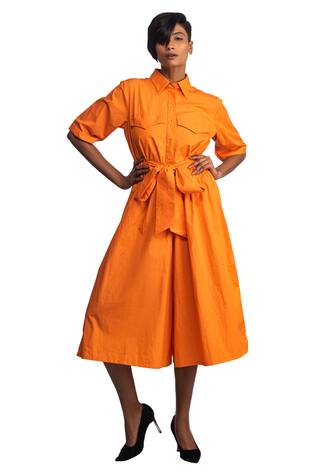 Studio Moda India Shirt Style Flared Jumpsuit