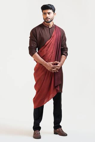 Smriti by Anju Agarwal Kurta Set With Draped Stole