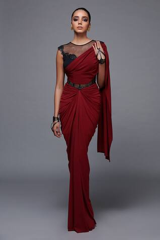 S&N by Shantanu and Nikhil Embellished Saree Gown