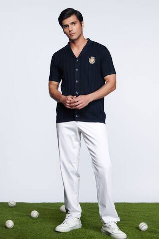 S&N by Shantnu Nikhil Placement Crest Embroidered Shirt