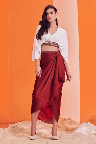 S&N by Shantnu Nikhil Asymmetric Draped Skirt