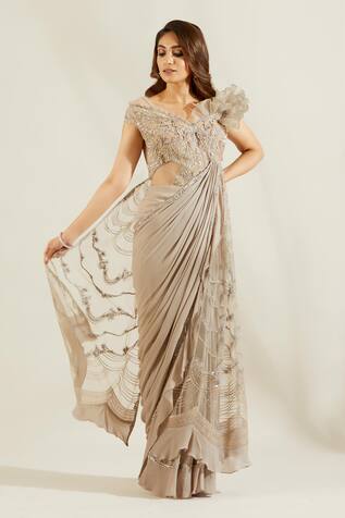 Adaara Couture Embellished Saree Gown